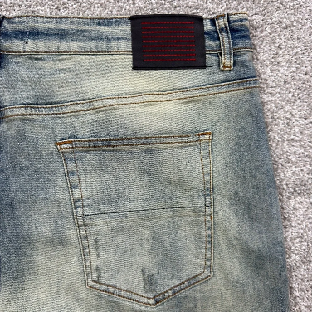 SERENEDE Jeans Men's 44x34 Light Wash Stretch Skinny Denim